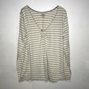 Old Navy Navy Blue and Cream Striped Long Sleeve T